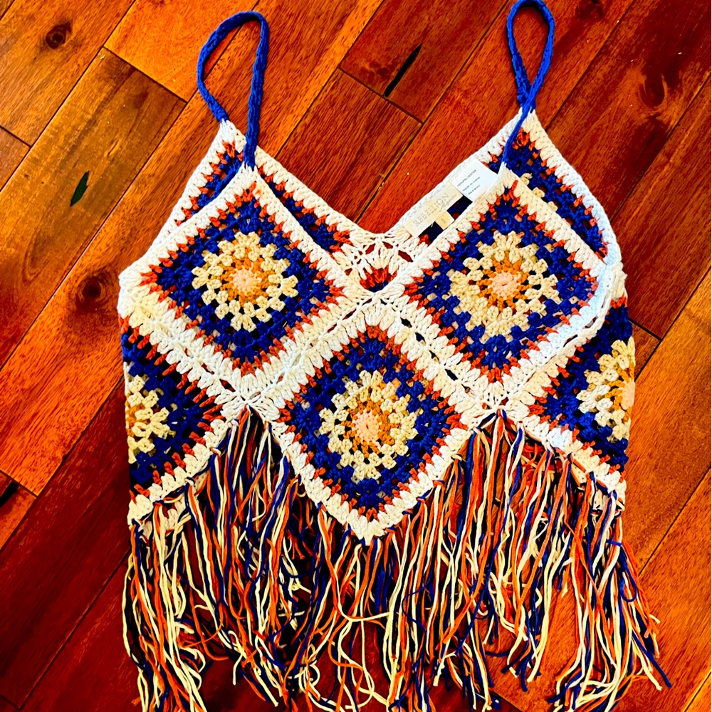 Large crochet shirt tank fringe